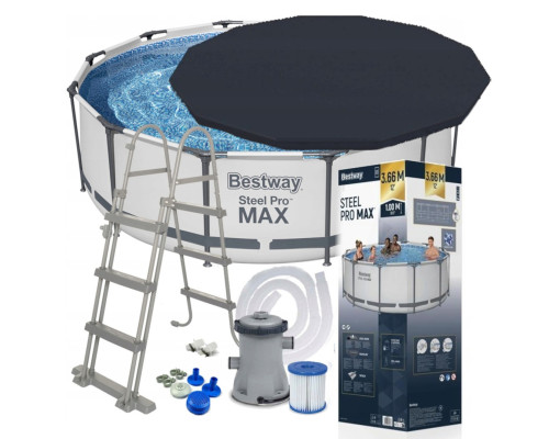 Каркасний басейн Bestway 56418 366x100см  з насосом та драбинкою + накриття МОДЕЛЬ СЕЗОНУ 2026